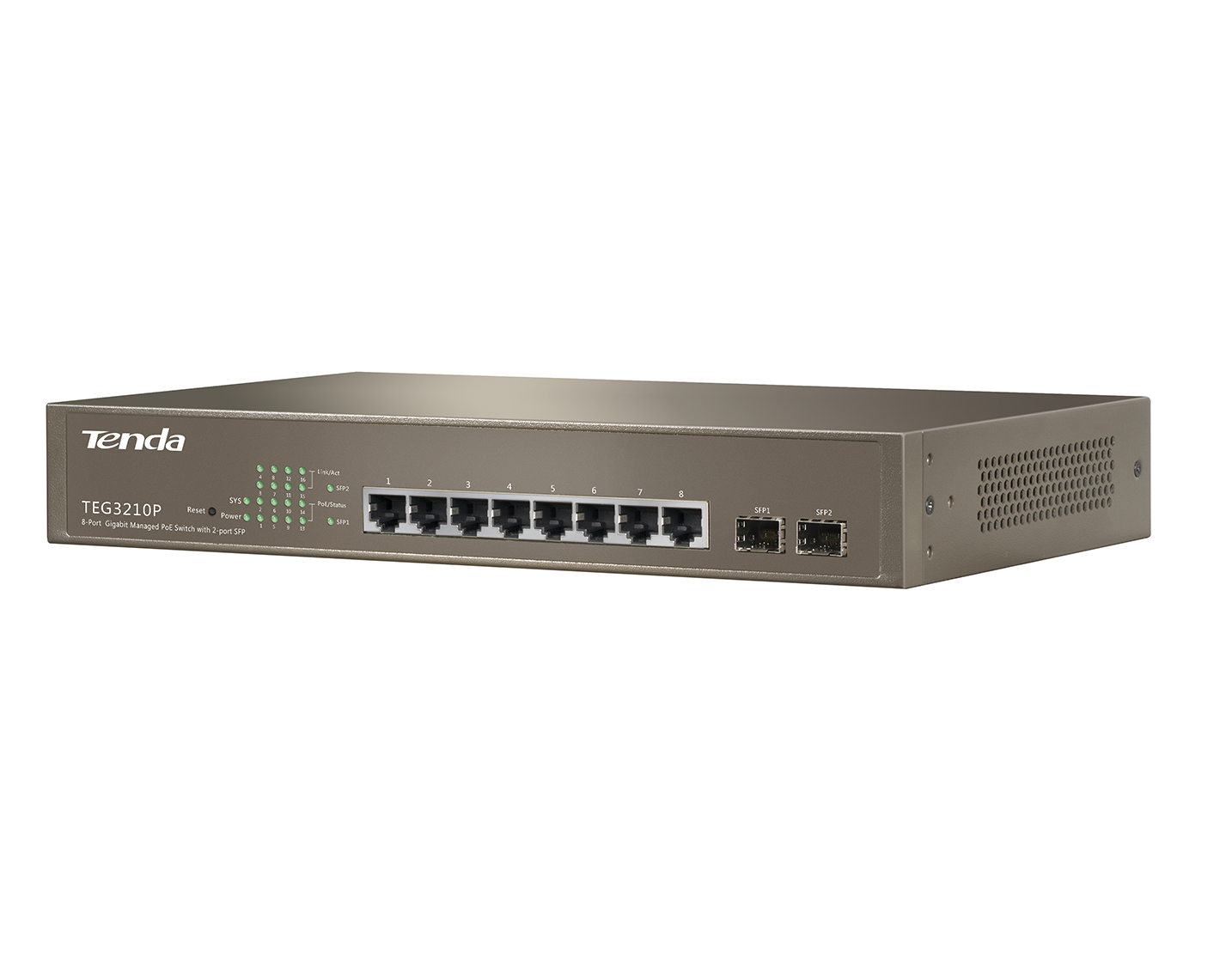 سوئیچ شبکه مدیریتی 8 پورت + 2 پورت SFP تندا مدل TEG3210P-3
